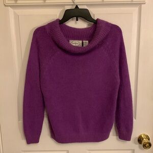 Vintage Nuggets Coquette Silk Angora Lambswool Cow Neck Purple Sweater Small